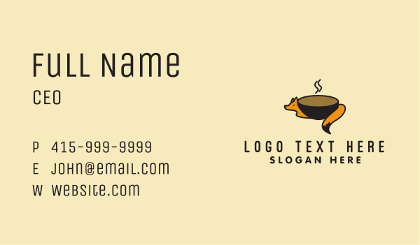 Fox Coffee Cup  Business Card Design Image Preview