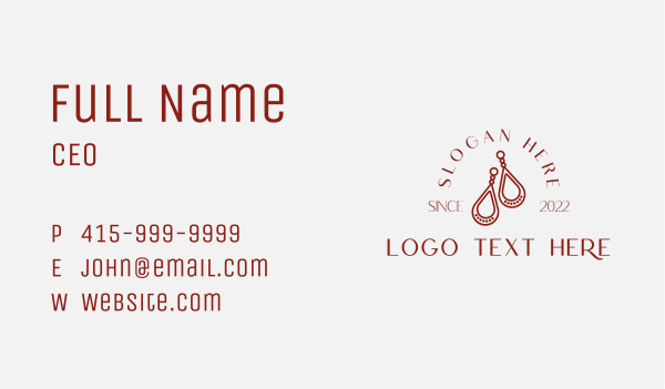 Red Earring Jewelry  Business Card Design Image Preview