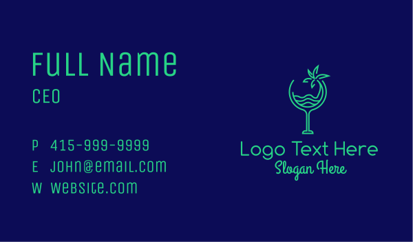 Beach Tropical Drink Business Card Design Image Preview