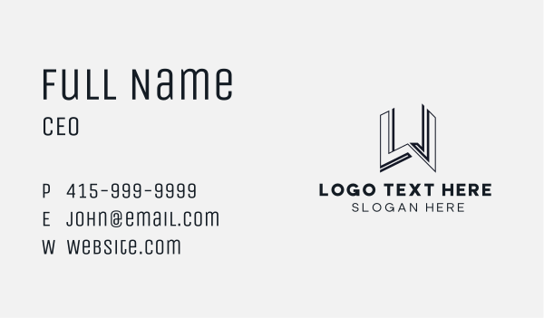 Tech Business Letter  W Business Card Design Image Preview