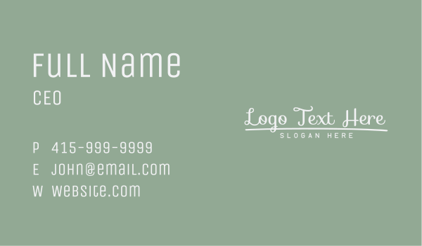 Cute Cursive Wordmark Business Card Design Image Preview
