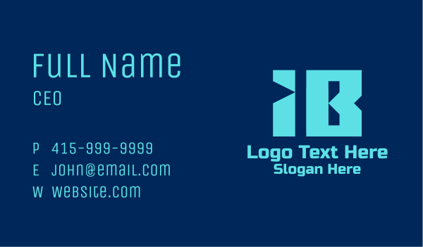 I & B Tech Monogram  Business Card Design