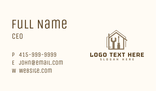 Handyman House Wrench Business Card Design Image Preview