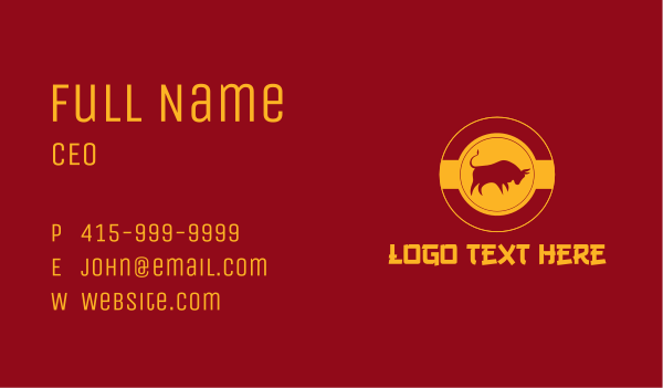 Asian Gold Ox  Business Card Design Image Preview