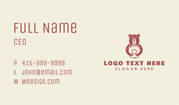 Smiling Bear Bagel Business Card Design Image Preview