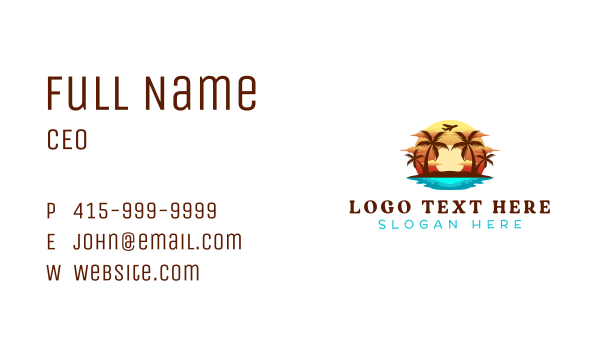 Tropical Island Airplane Business Card Design Image Preview