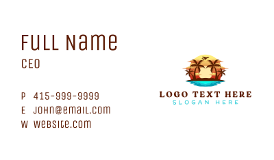 Tropical Island Airplane Business Card Image Preview