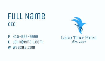 Flying Blue Bird  Business Card Image Preview
