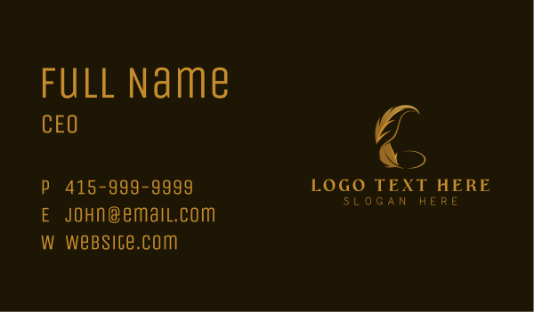 Feather Quill Pen Journalist Business Card Design Image Preview