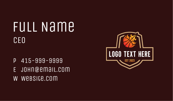 Flaming Basketball Shield Business Card Design Image Preview