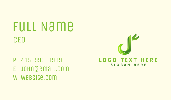 Holistic Leaf Letter J Business Card Design Image Preview