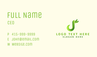 Holistic Leaf Letter J Business Card Image Preview