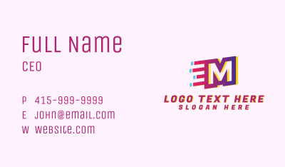 Speedy Letter M Motion Business Card Image Preview