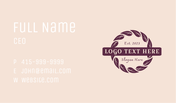 Leaf Skincare Brand Business Card Design Image Preview