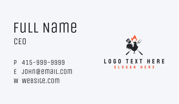 Flame BBQ Chicken Business Card Design Image Preview