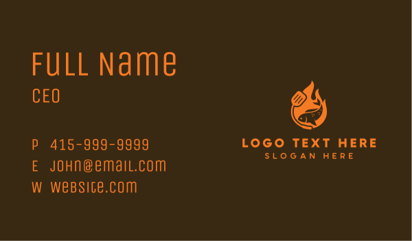 Roast Fish Barbecue Business Card Design Image Preview