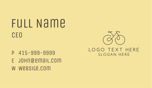 Yellow Bicycle Monoline Business Card Design Image Preview