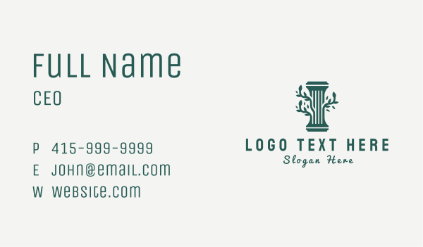 Green Vine Pillar Business Card Design Image Preview