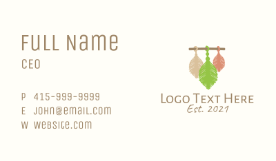 Hanging Macrame Leaves   Business Card Image Preview