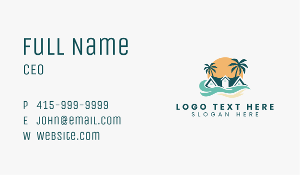 Beach House Property Business Card Design Image Preview