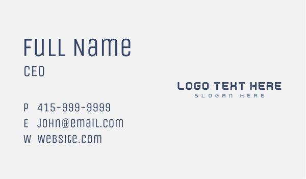 Blue Stencil Wordmark Business Card Design Image Preview