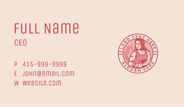 Strong Woman Fitness Business Card Design Image Preview