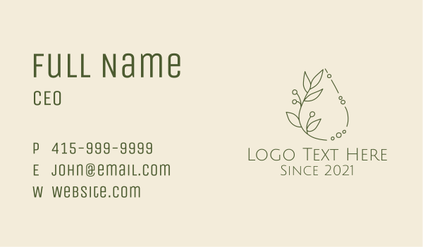 Essential Oil Drop Business Card Design Image Preview