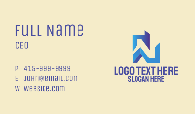Tech Startup Letter N  Business Card