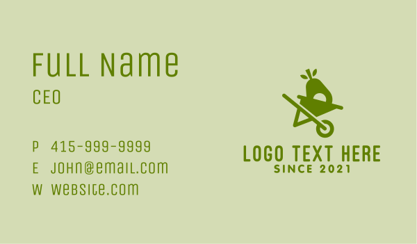 Green Avocado Wheelbarrow  Business Card Design Image Preview