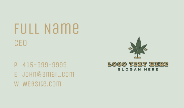 Cartoon Cannabis Leaf  Business Card Design Image Preview