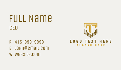 Shield Company Letter T Business Card Image Preview