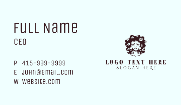 Floral Braided Hair Business Card Design Image Preview