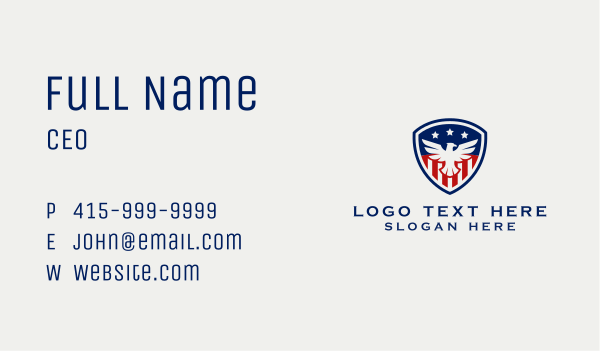 American Eagle Military Shield Business Card Design Image Preview