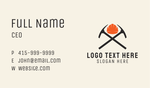 Rock Mining Axe Business Card Design Image Preview