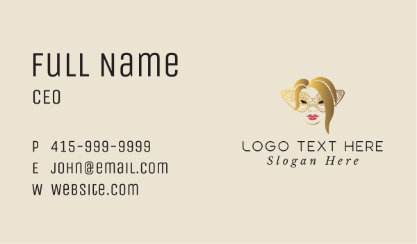 Masquerade Mystery Lady Business Card Design Image Preview