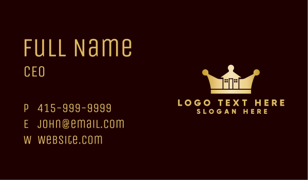 Golden House Crown Business Card Design Image Preview