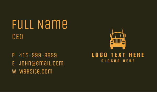 Orange Trucking Transport Business Card Design Image Preview