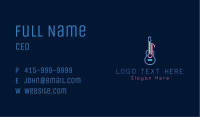 Neon Guitar Music Note Business Card Image Preview