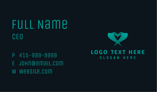 Heart Ribbon Company Business Card Design Image Preview