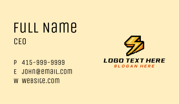 Pixel Lightning Bolt Business Card Design Image Preview