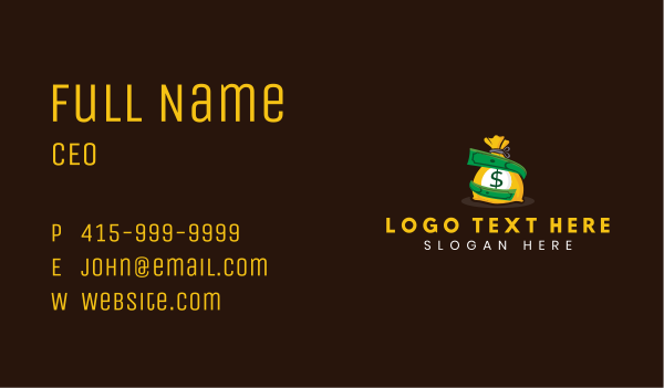 Money Bag Cash Business Card Design Image Preview