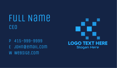 Blue Digital Tech Pixels Business Card Image Preview