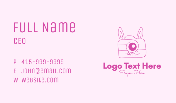 Pink Bunny Camera Business Card Design Image Preview