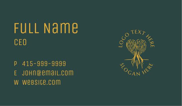 Natural Wisdom Willow Tree  Business Card Design Image Preview