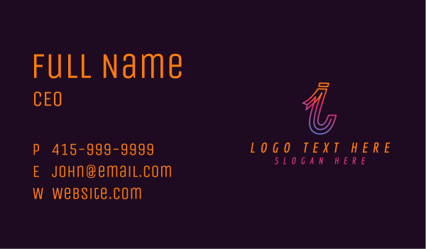 Modern Digital Letter I Business Card Design Image Preview