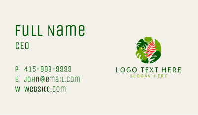 Jungle Tropical Leaves Business Card