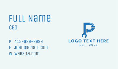 Pipe Wrench Plumbing Letter P Business Card Image Preview