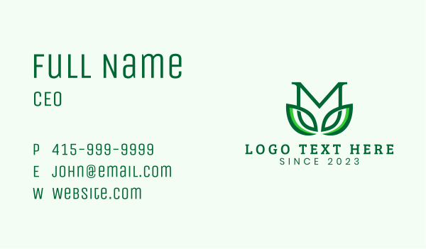 Organic Herbal Nature Letter M Business Card Design Image Preview