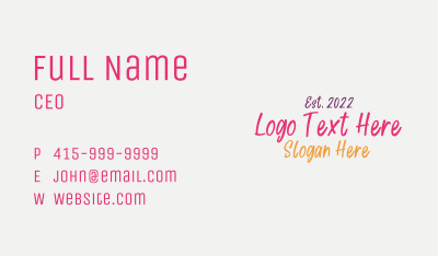 Colorful Handwritten Wordmark Business Card