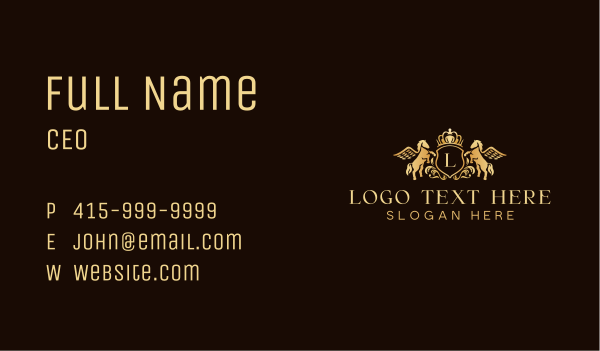 Pegasus Stallion Crest Business Card Design Image Preview